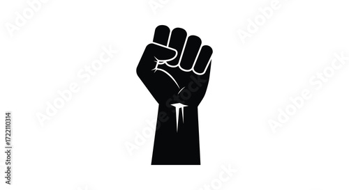 A raised clenched fist symbol representing solidarity defiance and resistance