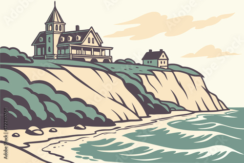 Block Island in Rhode Island, dramatic sea cliffs, Victorian inns, and quiet beaches with crashing waves