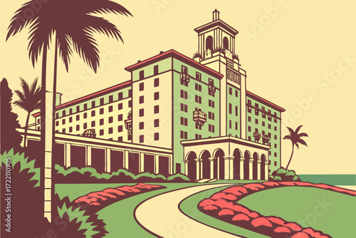 Breakers Hotel in Palm Beach, Florida, oceanfront Italian Renaissance palace with tropical gardens