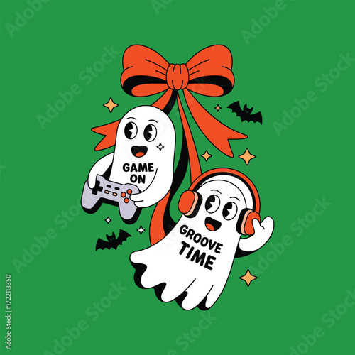 Groovy Night Spirits Dancing And Smiling In Halloween Celebration  
