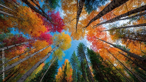  Tall trees cluster in a forest, surrounded by numerous other trees