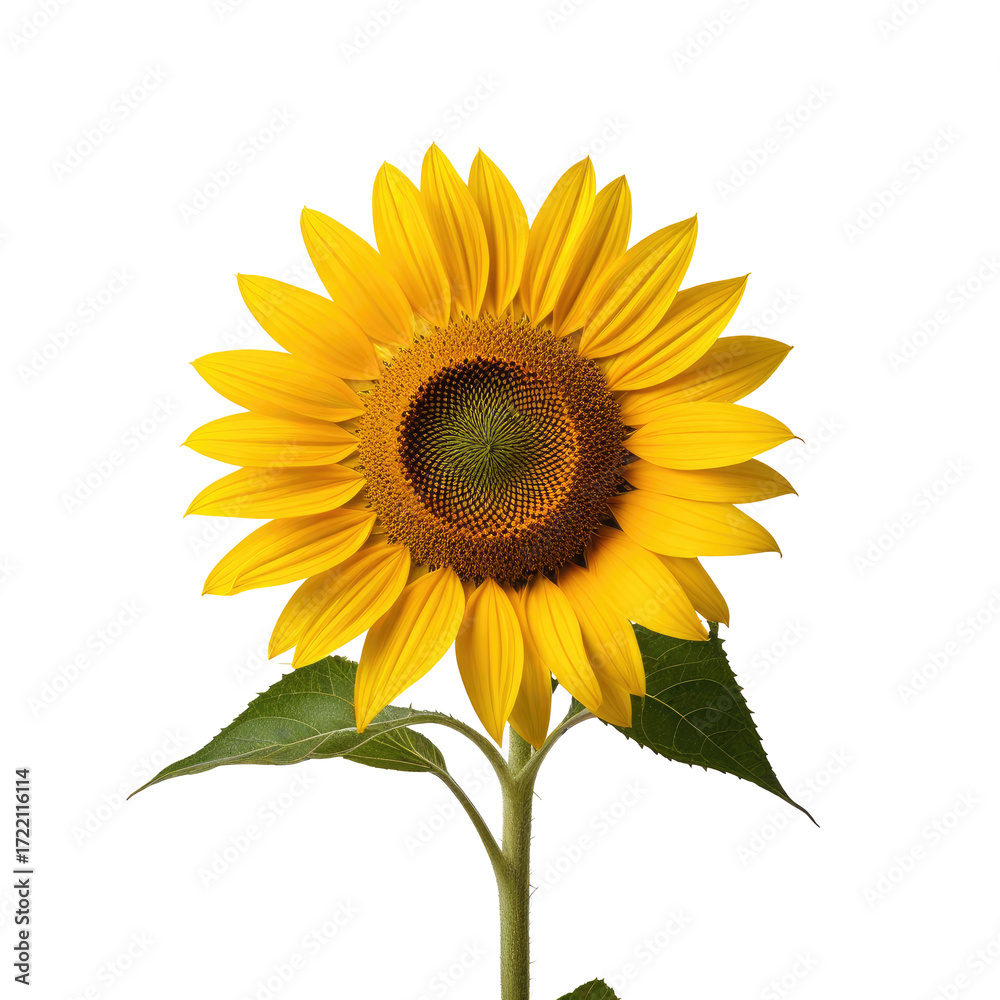 Fototapeta premium Vibrant sunflower isolated on black background