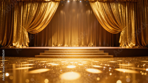 gold stage curtains