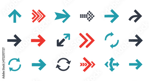 Collection of arrow icons in various styles and directions, perfect for web design and presentations