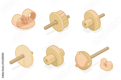 Earring Clasp Types. Isometric vector illustration set Stud Earring Clasp Types: butterfly push back, screw-back clasp, rubber