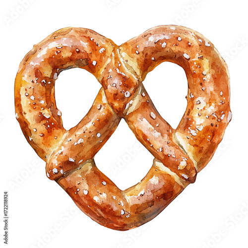 Pretzel Tray, watercolor drawing vector, isolated on a white background.
