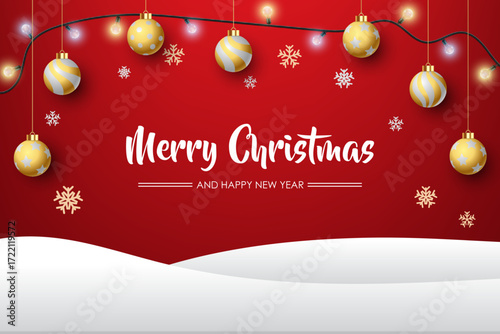Merry Christmas typography. Xmas calligraphy on white background. Christmas red, lettering. Xmas isolated calligraphy. Banner, postcard, poster design element. Vector illustration