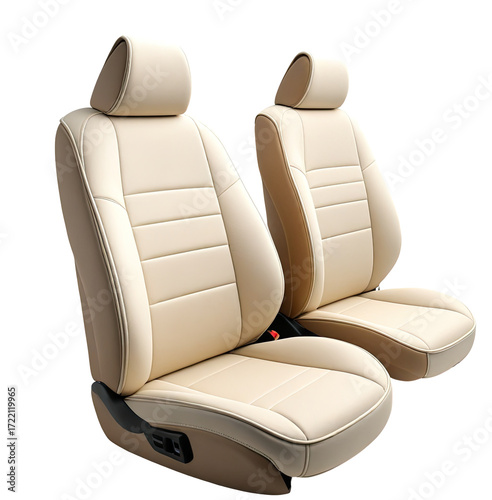 Cream car seat covers, studio shot, isolated background, automotive interior upgrade