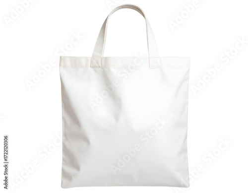 A plain white tote bag with sturdy handles, perfect for shopping, carrying books, or daily errands.