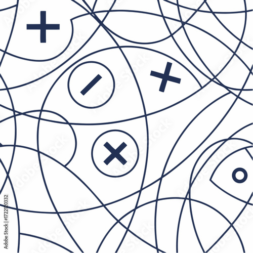 Abstract Mathematical Pattern with Plus Minus Divide Multiply Symbols.