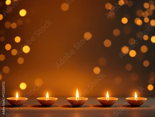 Lighting Diya Candles Hindu Festival of Diwali Celebration