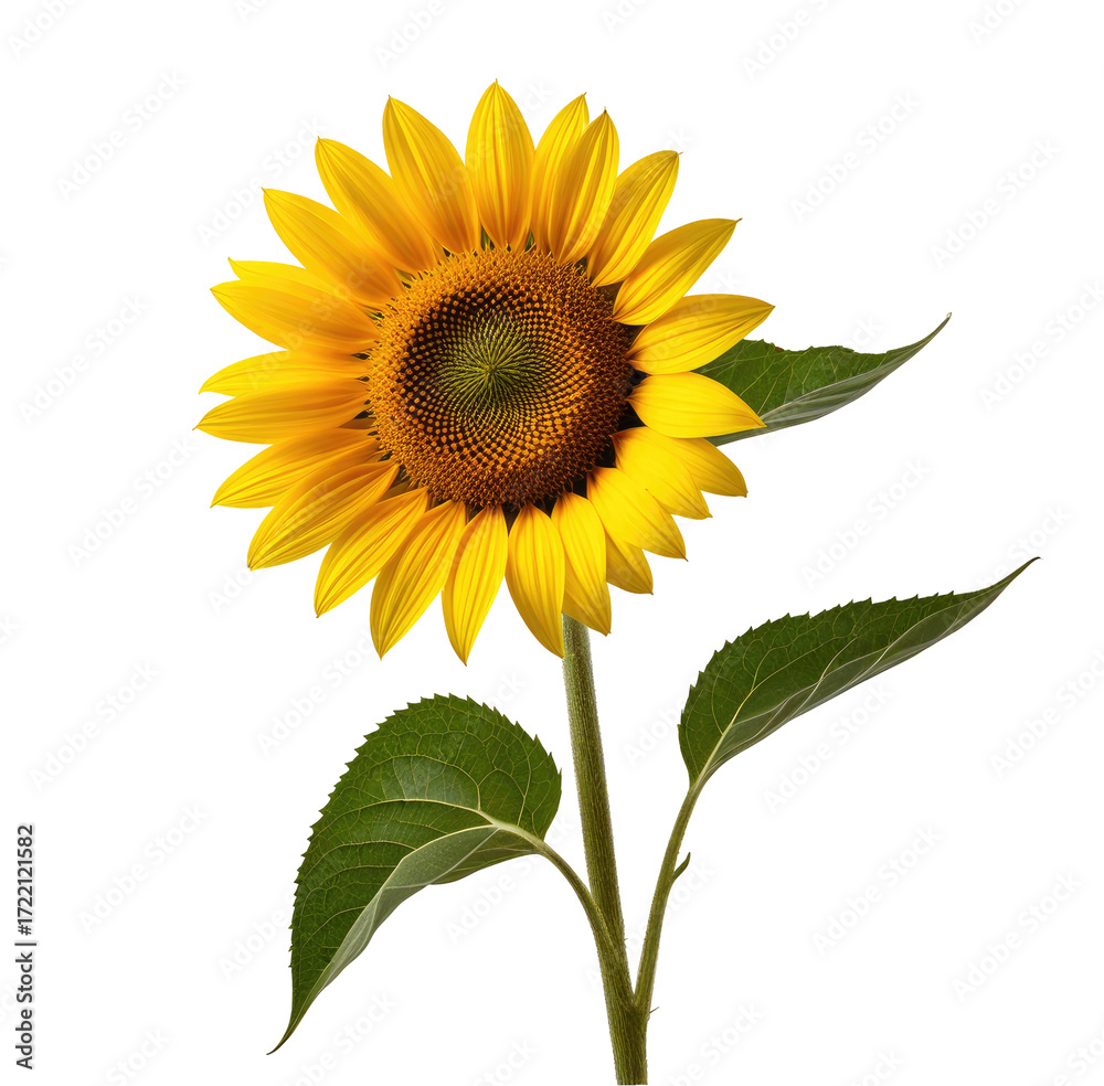 Naklejka premium Vibrant sunflower blooming, isolated, black background, summer (2)