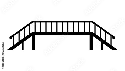 Pedestrian bridge icon. Black silhouette. Side and front views. Vector simple flat graphic illustration. Isolated object on a white background.