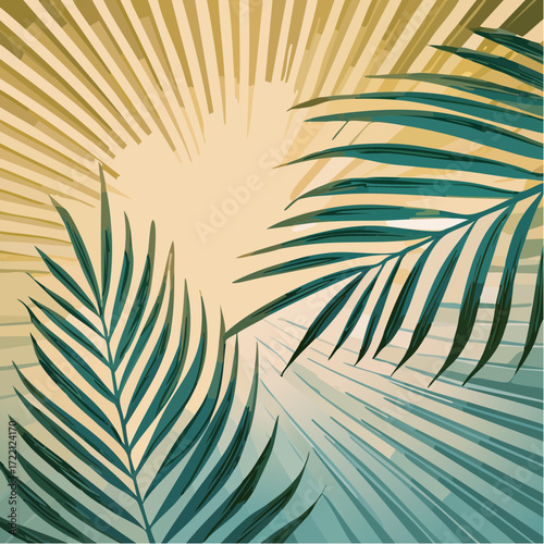 sunlit tropic dawn canopy print for resort branding, packaging, and wall art — warm, serene tropical mornings that attract lifestyle buyers.