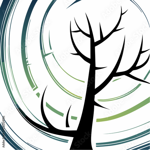 evergreen spiral resilient botanical print for seasonal packaging, stationery, and gift wrap — evergreen symbolism with art-deco refinement.