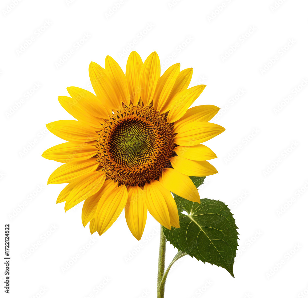 Fototapeta premium Single sunflower bloom, studio shot, black background, greeting card (1)