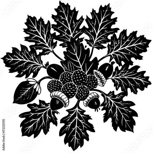 Detailed Silhouette Art of Mythological Figures and Battle Scene in Ornate Vintage Style