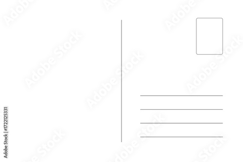 blank postcard template with place for stamp. white paper texture. airmail postcard. no border