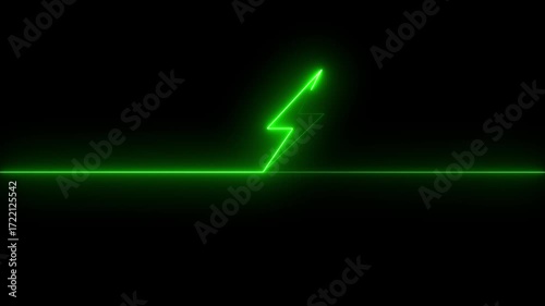 Neon Bolt icon Animation. Flash neon sign. Charge flash icon. Battery charging power symbol, lightning bolt sign