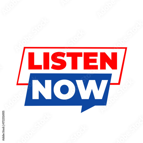 LISTEN NOW png, audio music label, podcast sound tag, transparent modern layout