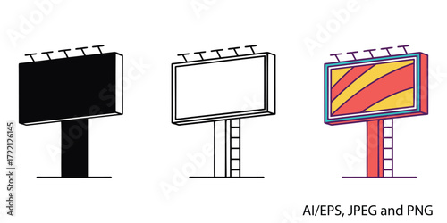 Billboard advertising design elements showing various display options vector