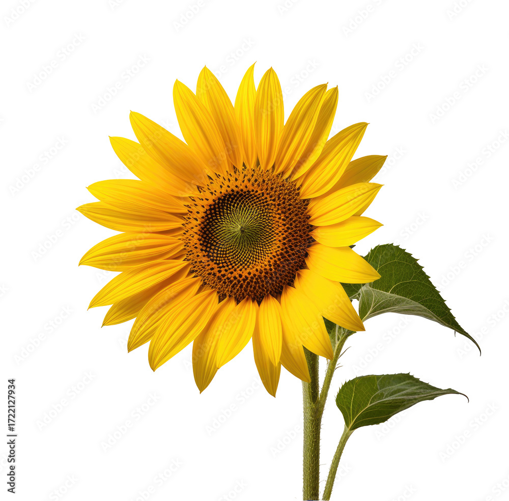 Fototapeta premium Single sunflower bloom, studio shot, black background, floral design (2)