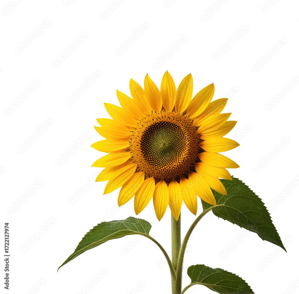 Fototapeta premium Blooming sunflower, isolated, black background, nature, design (2)