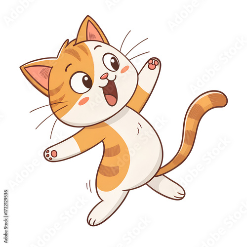 Cute cat jump and playing isolated on transparent background. design illustration