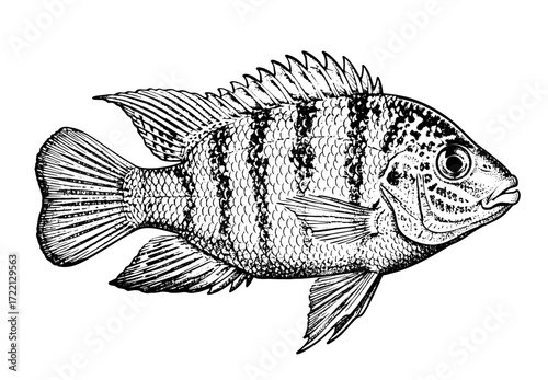 cychlid fish svg illustration vector line
