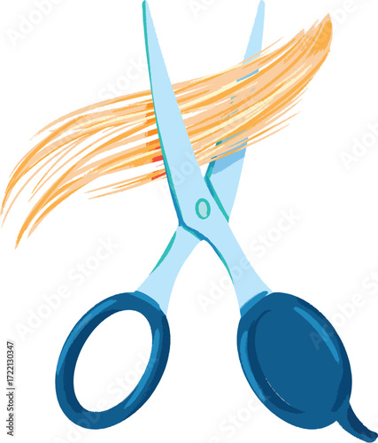 Scissors cutting a clump of blonde hair