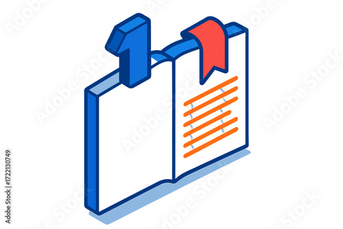 Isometric Chapter Opening. Isometric vector illustration set Chapter Start Highlight: bold chapter number at top left, ribbon