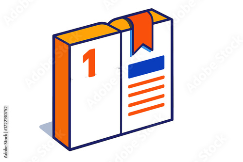 Isometric Chapter Opening. Isometric vector illustration set Chapter Start Highlight: bold chapter number at top left, ribbon