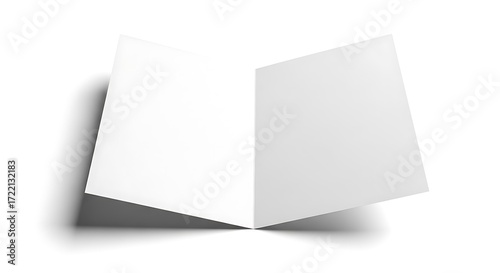 Open blank greeting card mockup on white background for message.