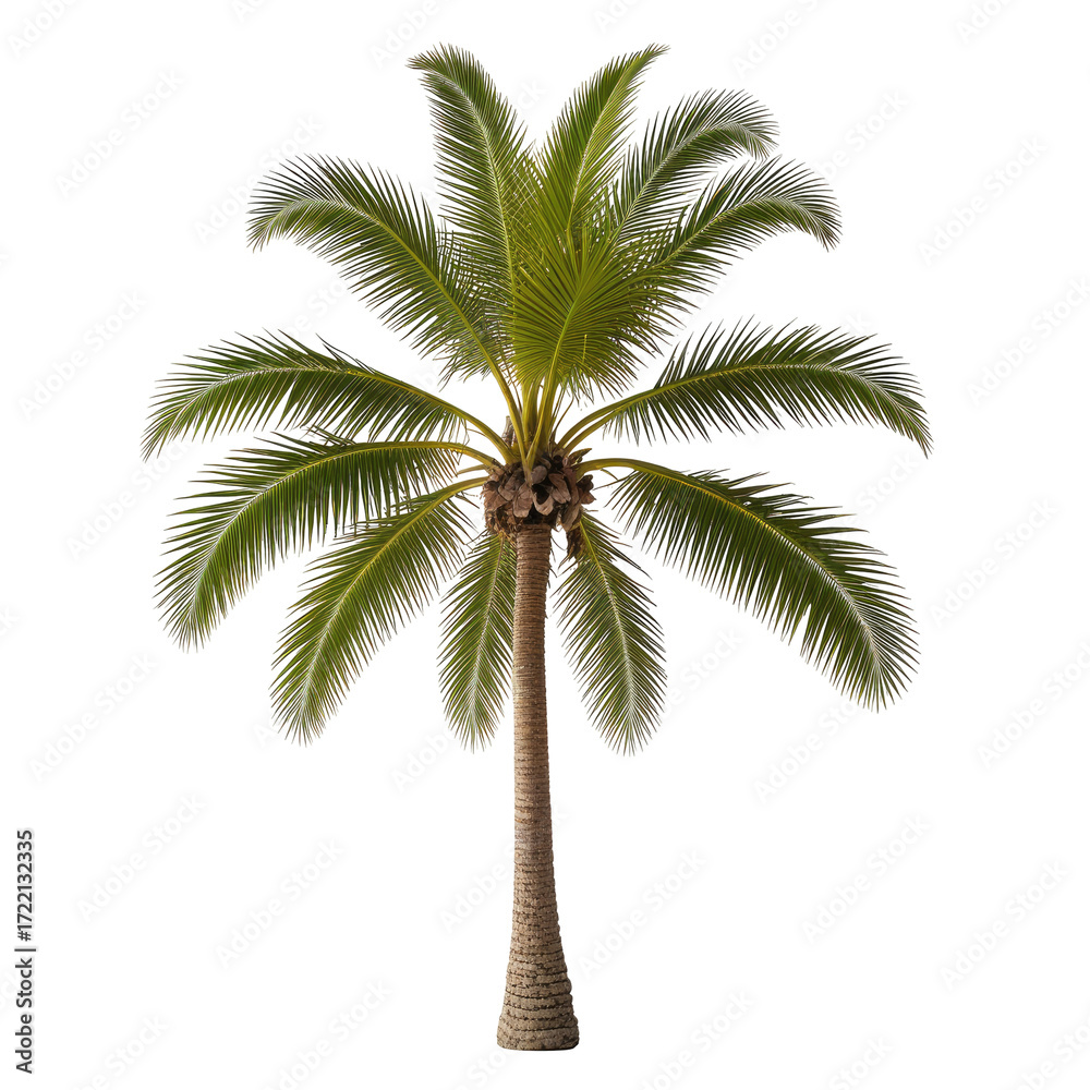 Obraz premium Isolated tropical palm tree against black background