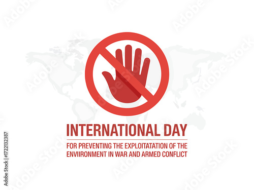 International Day for Preventing Exploitation of Environment in War Illustration with Prohibition Sign and Hand