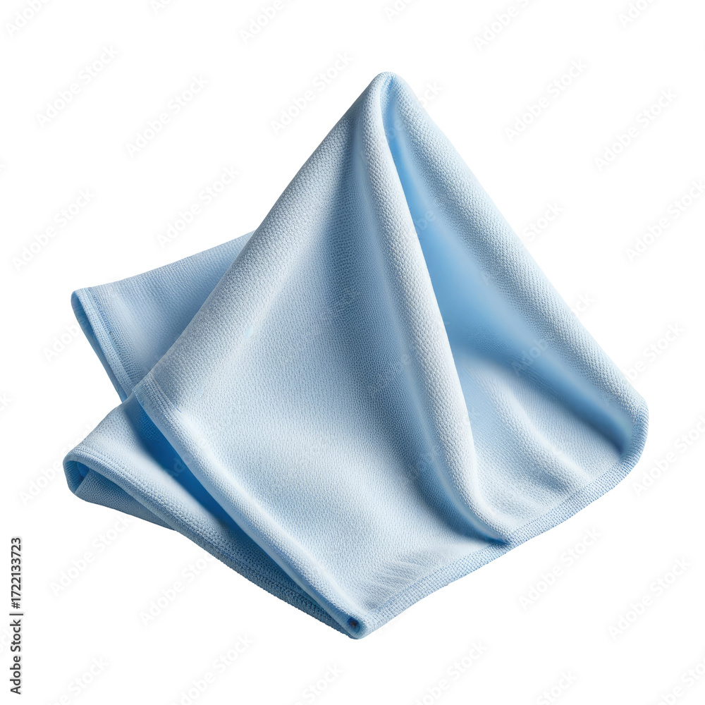 Naklejka premium Folded light blue cloth, isolated, studio backdrop, cleaning