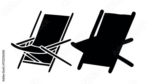Two silhouette deck chairs on white background