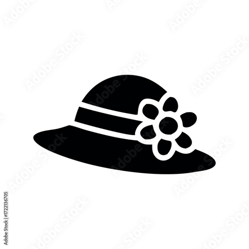 Black silhouette of a woman s wide brim hat