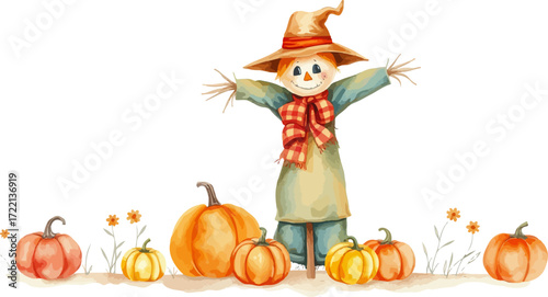 Wallpaper Mural Watercolor vector illustration of a scarecrow. Torontodigital.ca