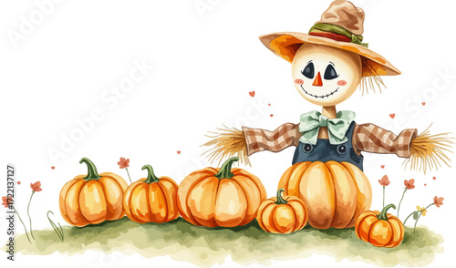 Wallpaper Mural Watercolor vector illustration of a scarecrow. Torontodigital.ca