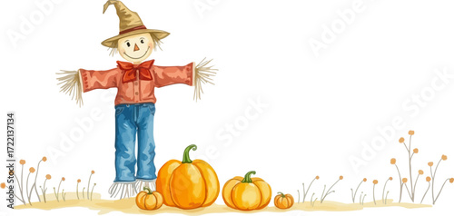 Wallpaper Mural Watercolor vector illustration of a scarecrow. Torontodigital.ca