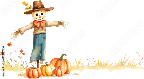 Wallpaper Mural Watercolor vector illustration of a scarecrow. Torontodigital.ca