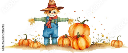 Wallpaper Mural Watercolor vector illustration of a scarecrow. Torontodigital.ca