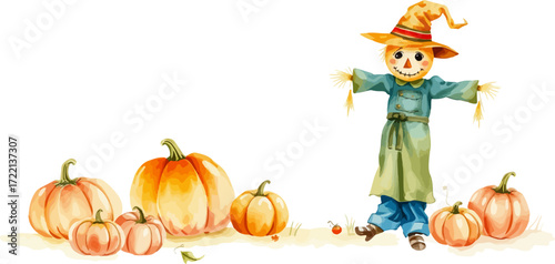 Wallpaper Mural Watercolor vector illustration of a scarecrow. Torontodigital.ca
