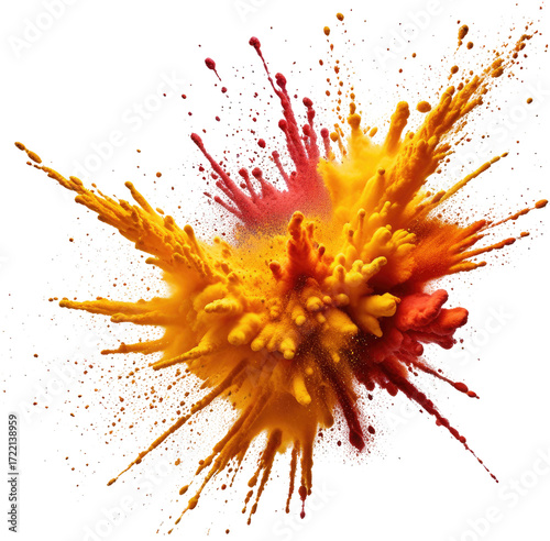 Vibrant paint explosion, studio shot, black background, design element (1)