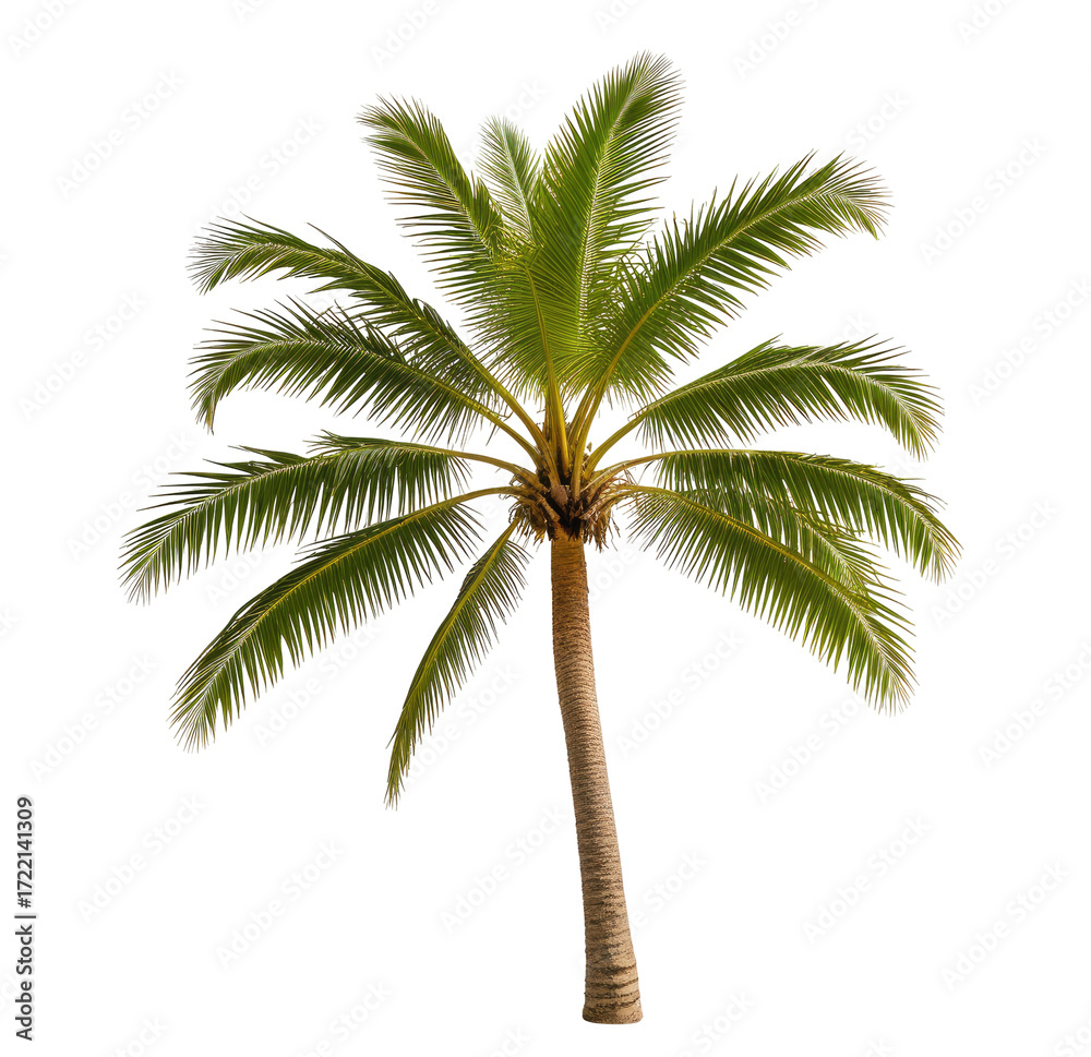 Naklejka premium Isolated tropical palm tree against black; design element