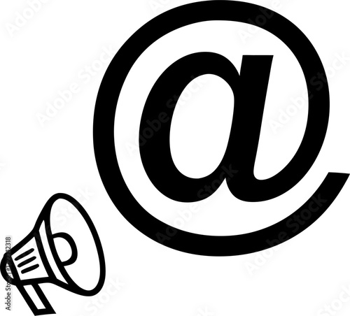 Email Announcement: Megaphone & At Symbol Icon
