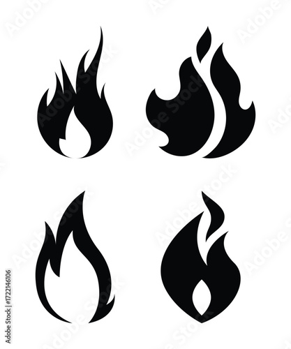 The black shape of burning fire is collected