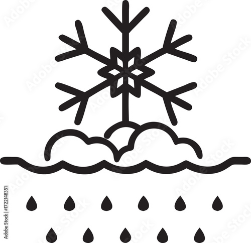Winter weather icon representing snow and rain falling from clouds