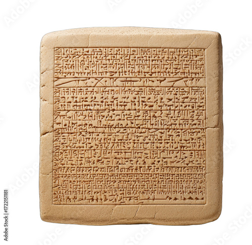 Naklejka Ancient tablet, light beige, covered in etched script